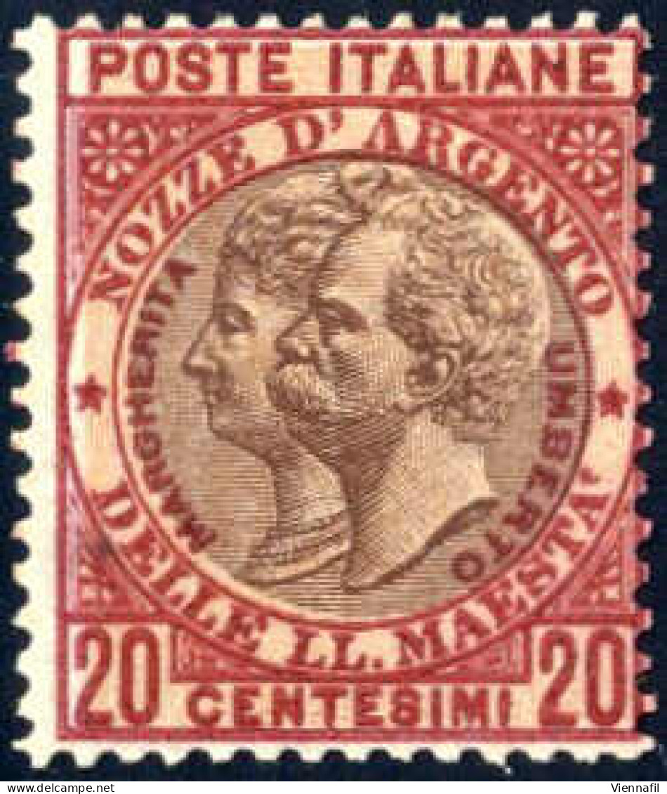 ** 1893, Nozze D'Argento Di Umverto I, 20 Cent. Rosso Bruno E Bruno, NON EMESSO, Con La Varietà "doppia Stampa Del Rosso - Other & Unclassified