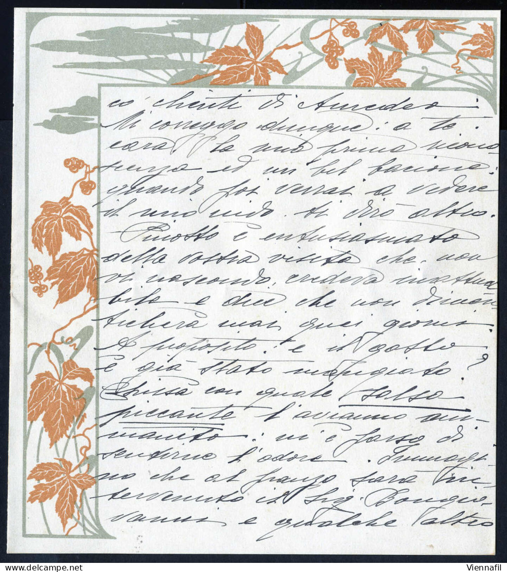Cover 1908, Busta Riccamente Decorata A Colori (insieme Al Contenuto Anch'esso Su Carta Similmente Decorata) Del 24.8.19 - Autres & Non Classés