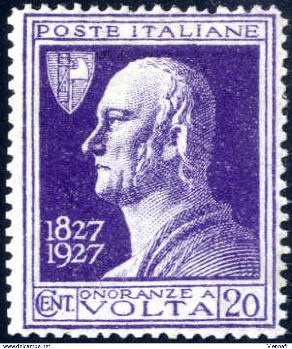 * 1927, Allesandro Volta, 20 C. Violetto, Non Emesso, Nuovo Linguellato, Firmato Emilio Diena, Sass. 210A - Other & Unclassified