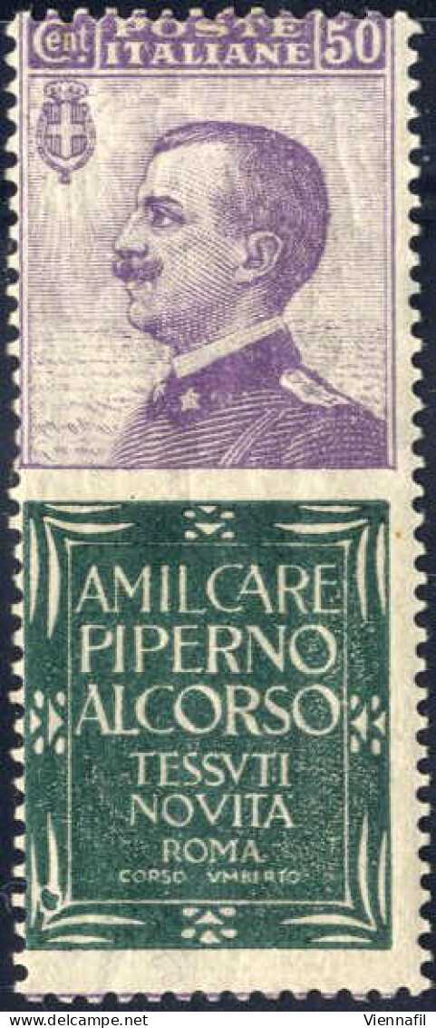 * 1924-25, Pubblicitario "PIPERNO" 50 C. Violetto E Verde, Nuovo Con Gomma Originale E Leggera Traccia Di Linguella, Rar - Francobolli Per Buste Pubblicitarie (BLP)