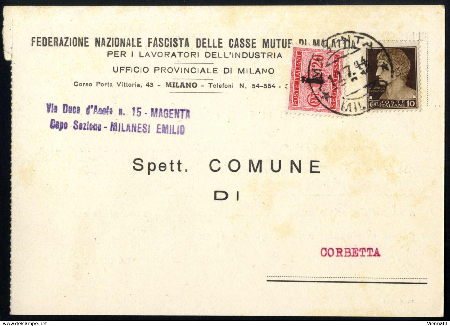 Cover 1944, 3 Cartoline E Due Lettere Raccomandate Tutte Del Luglio, Tassate O Con Francobolli Di Tassa Come Affrancatur - Otros & Sin Clasificación