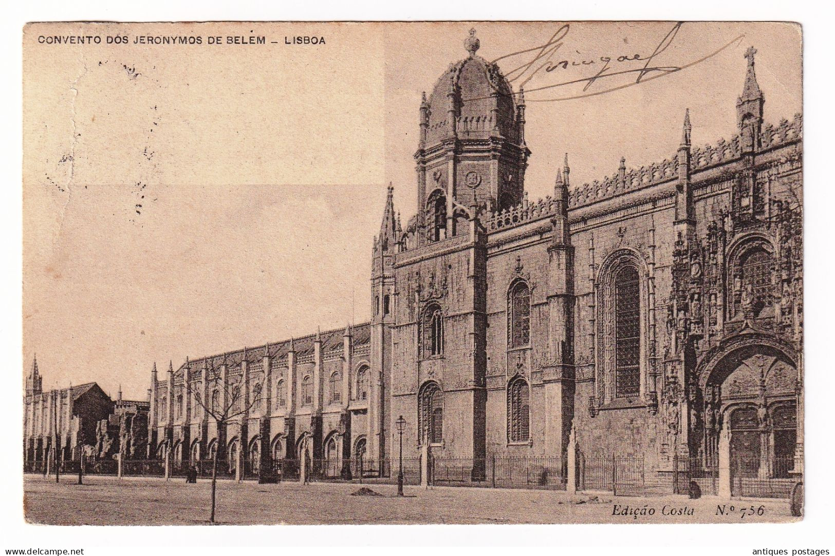 Lisboa Lisbonne 1907 Portugal Anvers Antwerpen Belgique Mosteiro Dos Jerónimos Mosteiro De Santa Maria De Belém - Storia Postale