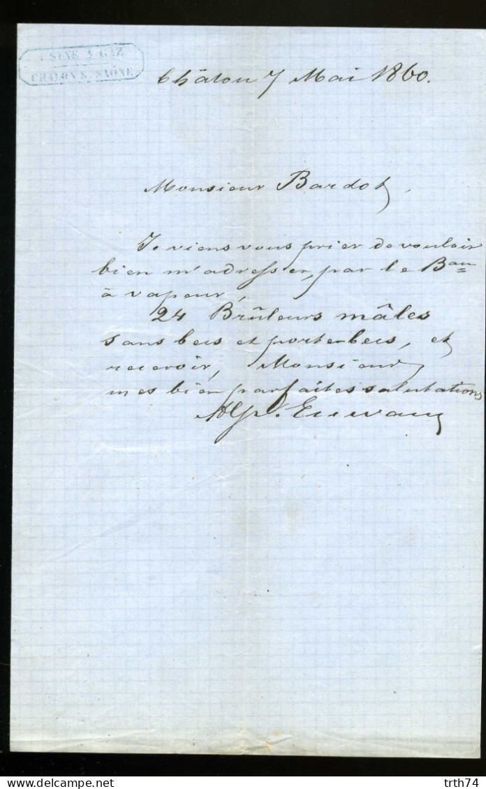 71 Chalons Sur Saône ( Saône-et-Loire ) Usine A Gaz  7 Mai 1860 - 1800 – 1899
