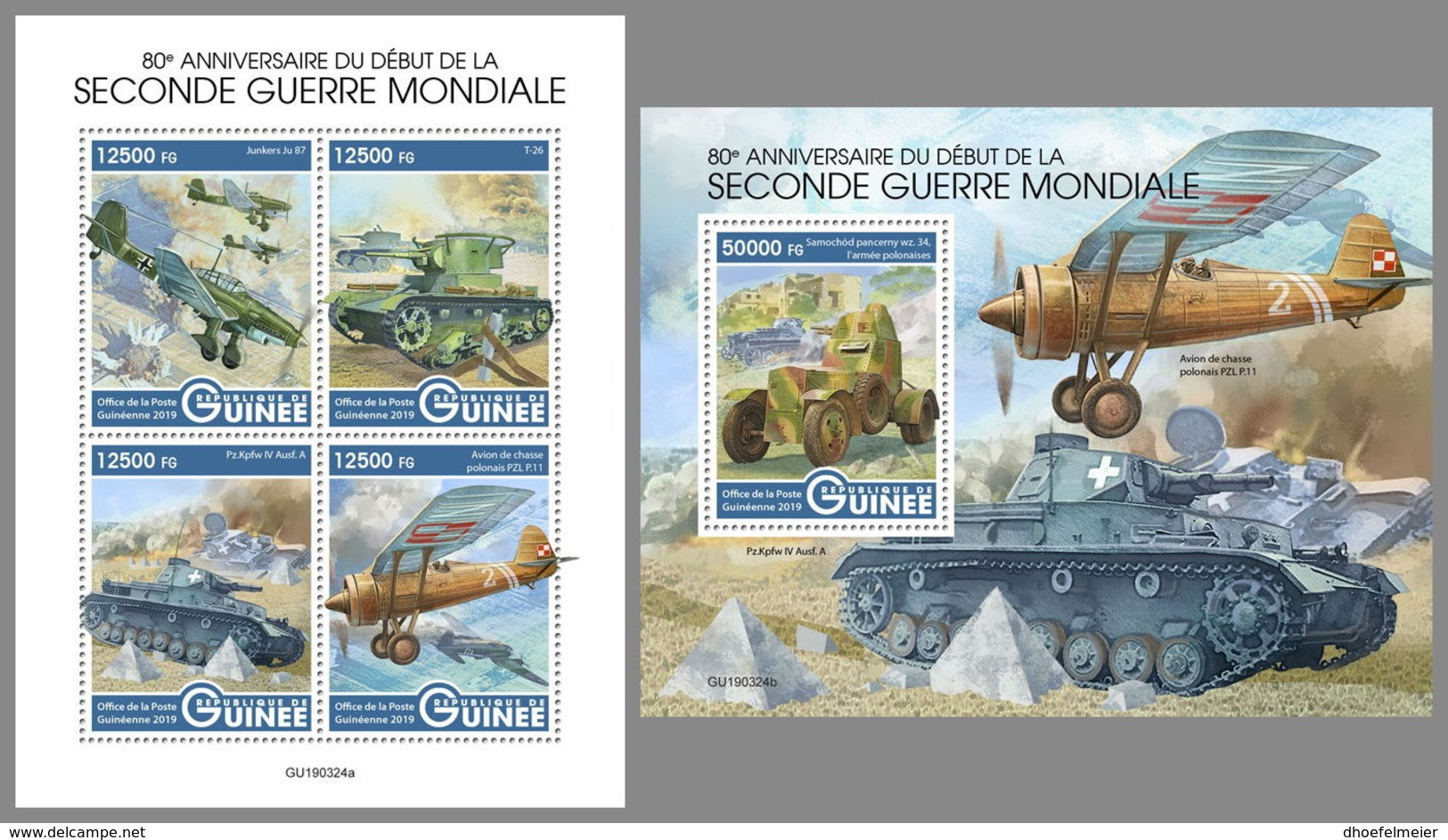 GUINEA REP. 2019 MNH Beginning World War II. Anfang 2. Weltkrieg 2eme Guerre Mondiale M/S+S/S - OFFICIAL ISSUE - DH1940 - Guerre Mondiale (Seconde)