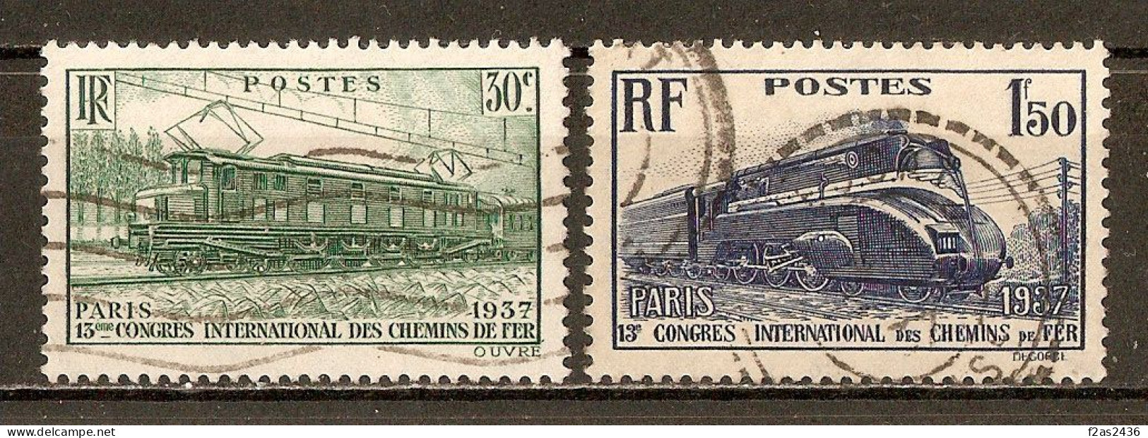 1937 - 13e Congrès International Des Chemins De Fer, à Paris - N°339/340 (cote 10€) - Oblitérés