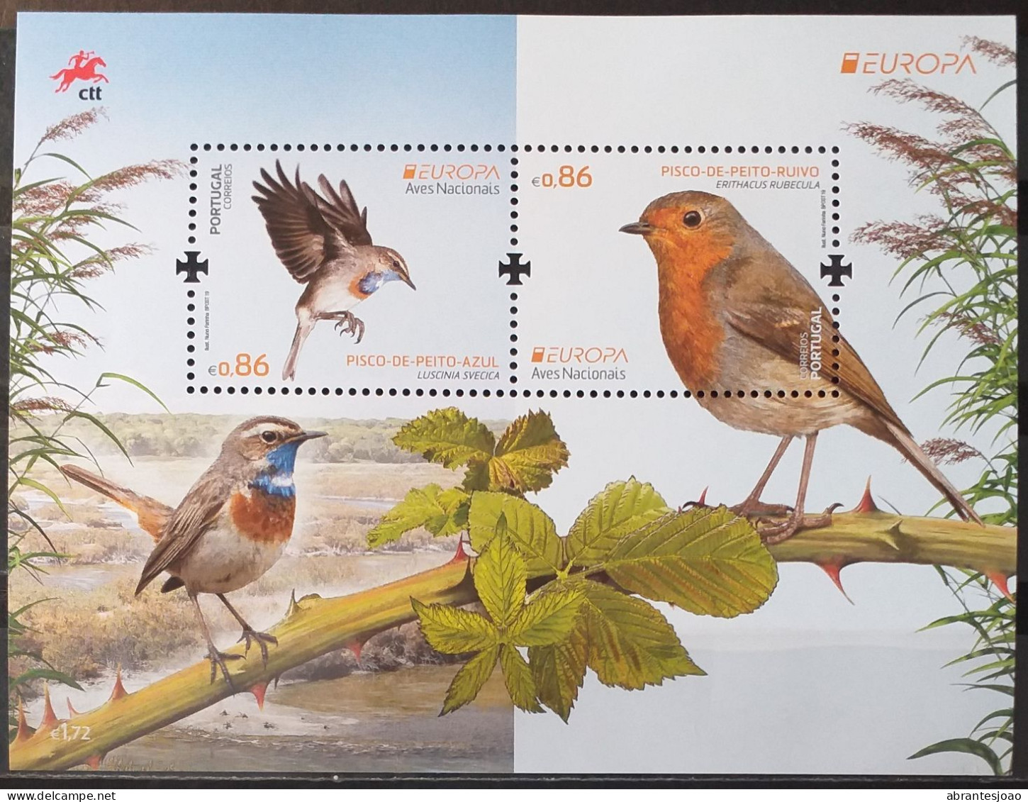 2019 - Portugal - MNH - EUROPA - National Birds - Continent - Block Of 2 Stamps - Blocks & Kleinbögen