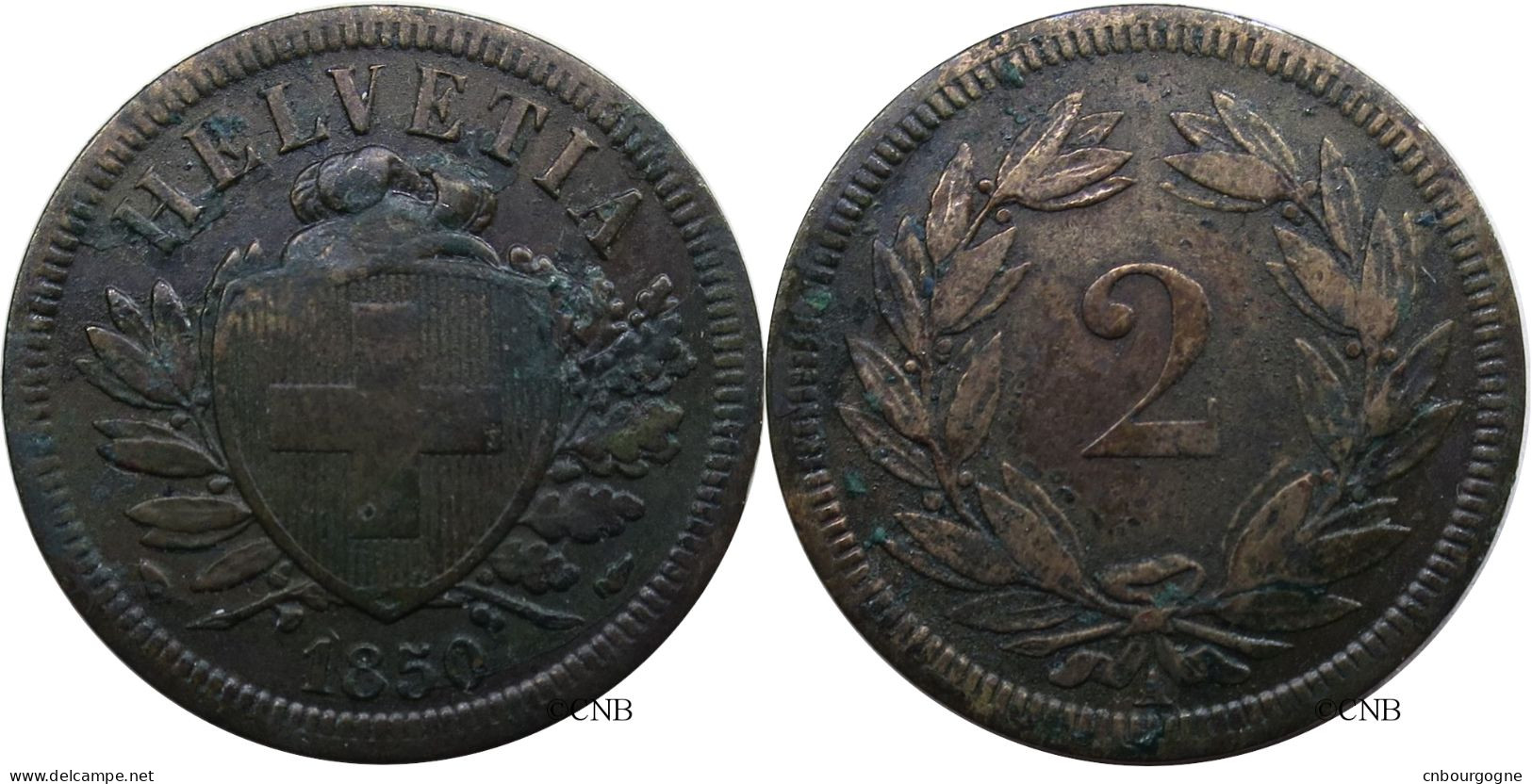 Suisse - Confédération Helvétique - 2 Centimes 1850 B - TB+/VF35 - Mon4114 - 2 Centimes / Rappen