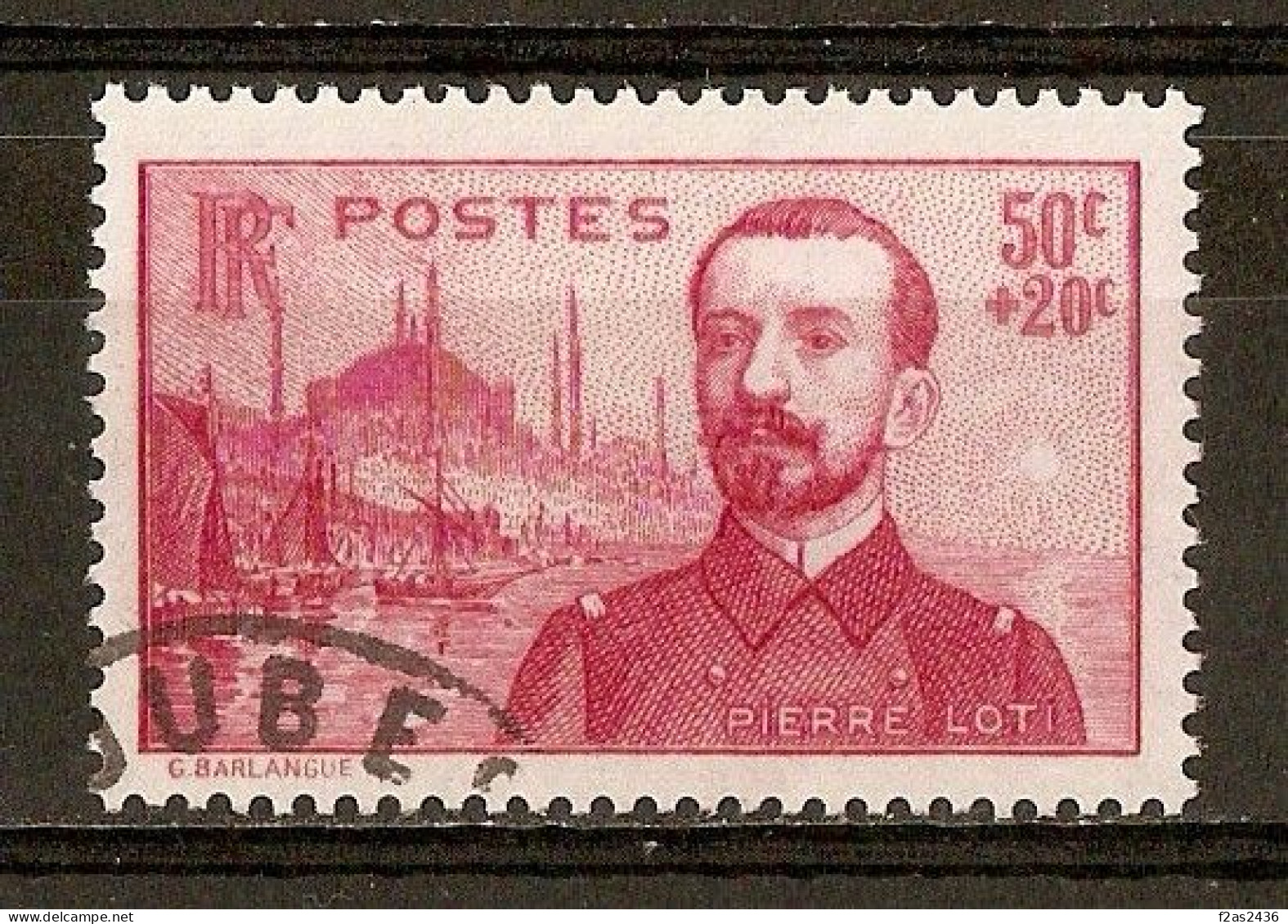 1937 - Pierre Loti (1850-1923) 50c.+20c. Rose Carminé N°353 - Oblitérés