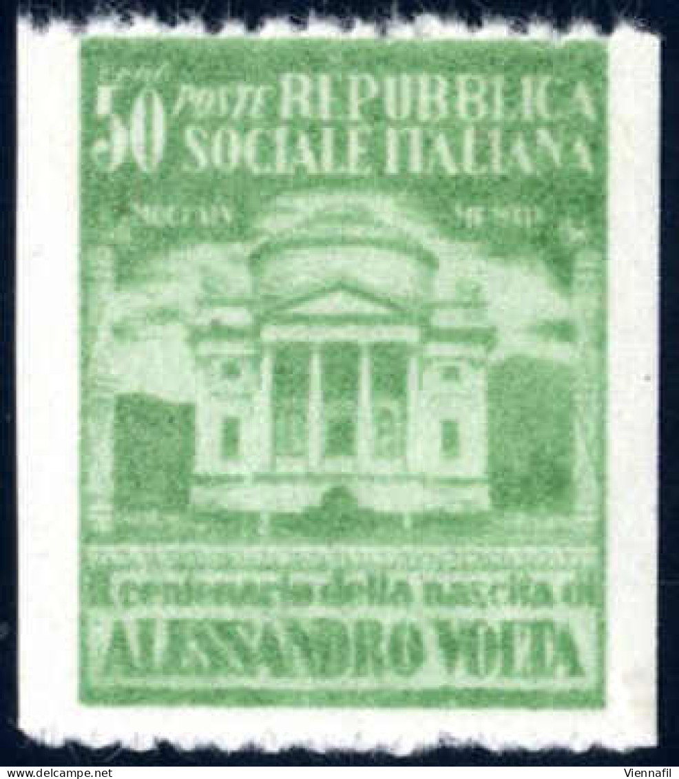 ** 1944/5, Saggio Volta, 50 C. Verde Su Carta Bianca, Dentellatura Orizzontale Di Prova, Non Dentellato Verticalmente, G - Other & Unclassified