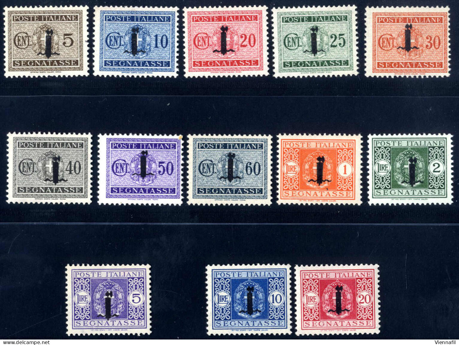 ** 1944, La Serie Segnatasse Completa Con Soprastampa "fascetto", Nuova Con Gomma Originale Integra (30 C. Con Traccia D - Other & Unclassified