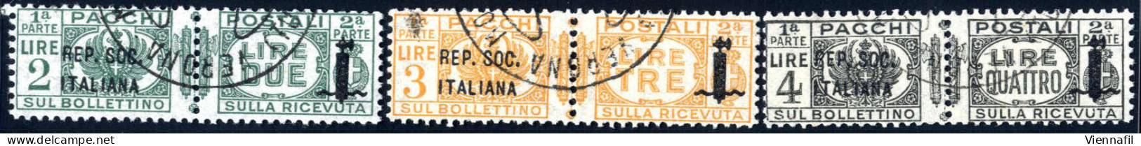 O 1944, Pacchi Postali Con Soprastampa "RSI", Serie Completa Usata A Verona, Firma Chiavarello (Sass. Pp 36/47, € 24.000 - Otros & Sin Clasificación