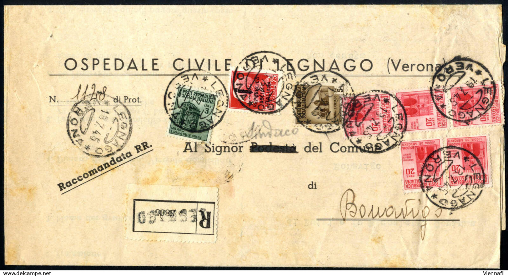 Cover 1945, Due Lettere Raccomandate Affrancate Per 4,80 Lire Con Vari Valori Dell'epoca, - Sonstige & Ohne Zuordnung