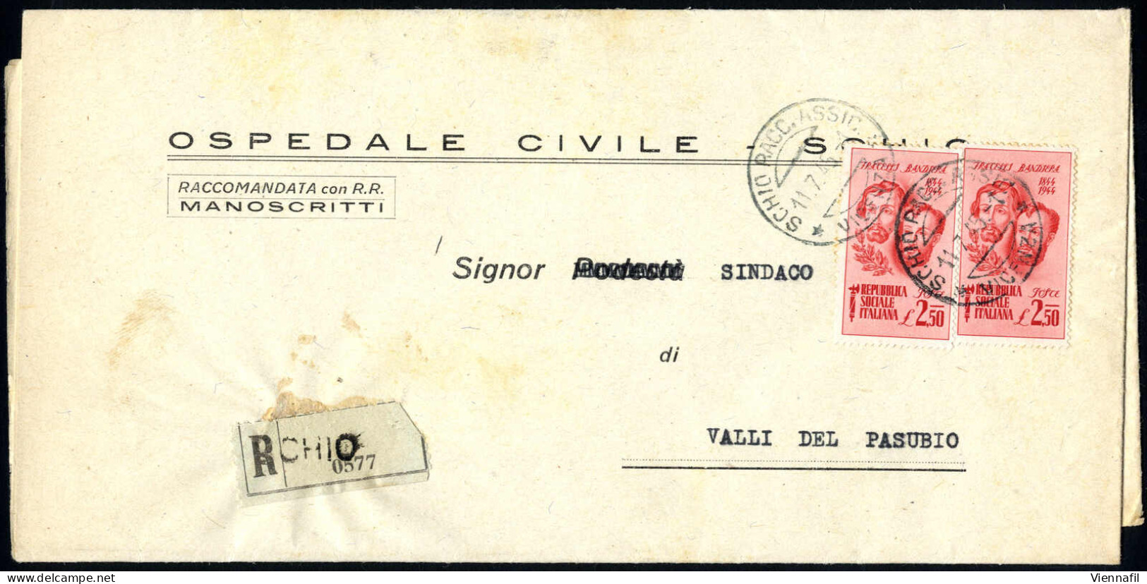 Cover 1945, Due Lettere Raccomandate Manoscritti Con R.R. Da Schio Per Valli Del Pasubio Affrancati Con "Fratelli Bandie - Andere & Zonder Classificatie