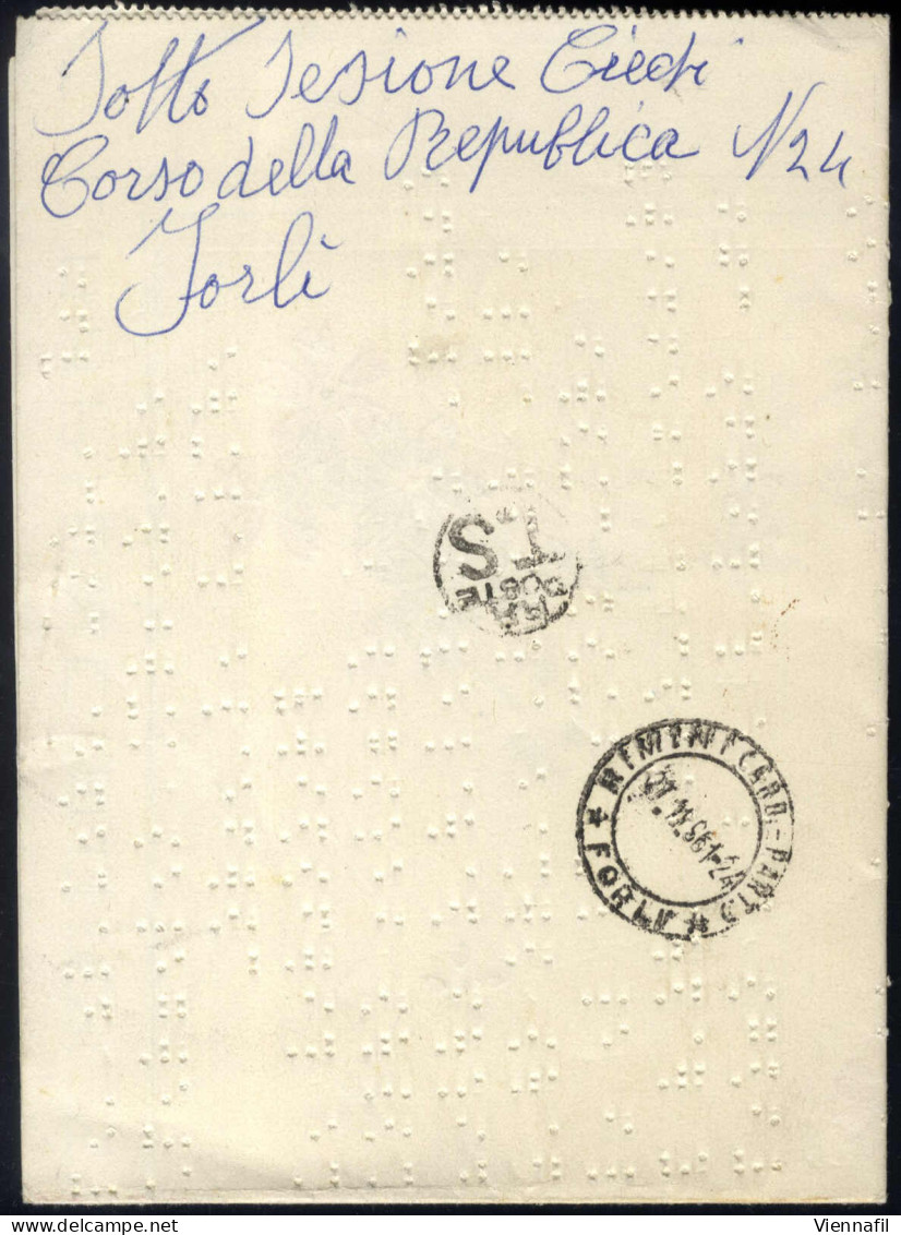 Cover 1961, Lettera BRAILLE In Franchigia Con Bei Ornamenti Di Fiori Colorati Disegnati Per Forli, Timbro "FORLÍ * RIMIN - Andere & Zonder Classificatie
