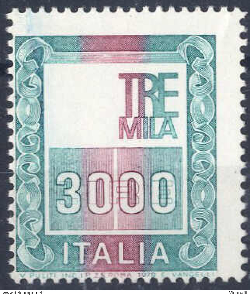 ** 1983, "alto Valore" Da 3.000 L. Privo Della Stampa In Azzurro Scuro Con La Testina Dell'Italia Turrita Ed In Verde Ol - Andere & Zonder Classificatie