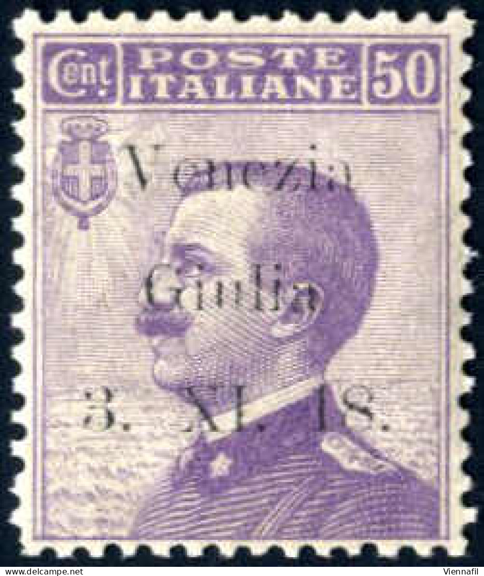 ** 1918, Michetti 50 Cent. Violetto "saggio" Soprastampato "Venezia Giulia 3. XI. 18" In Caratteri Sottili, Nuovo Con Go - Venezia Julia