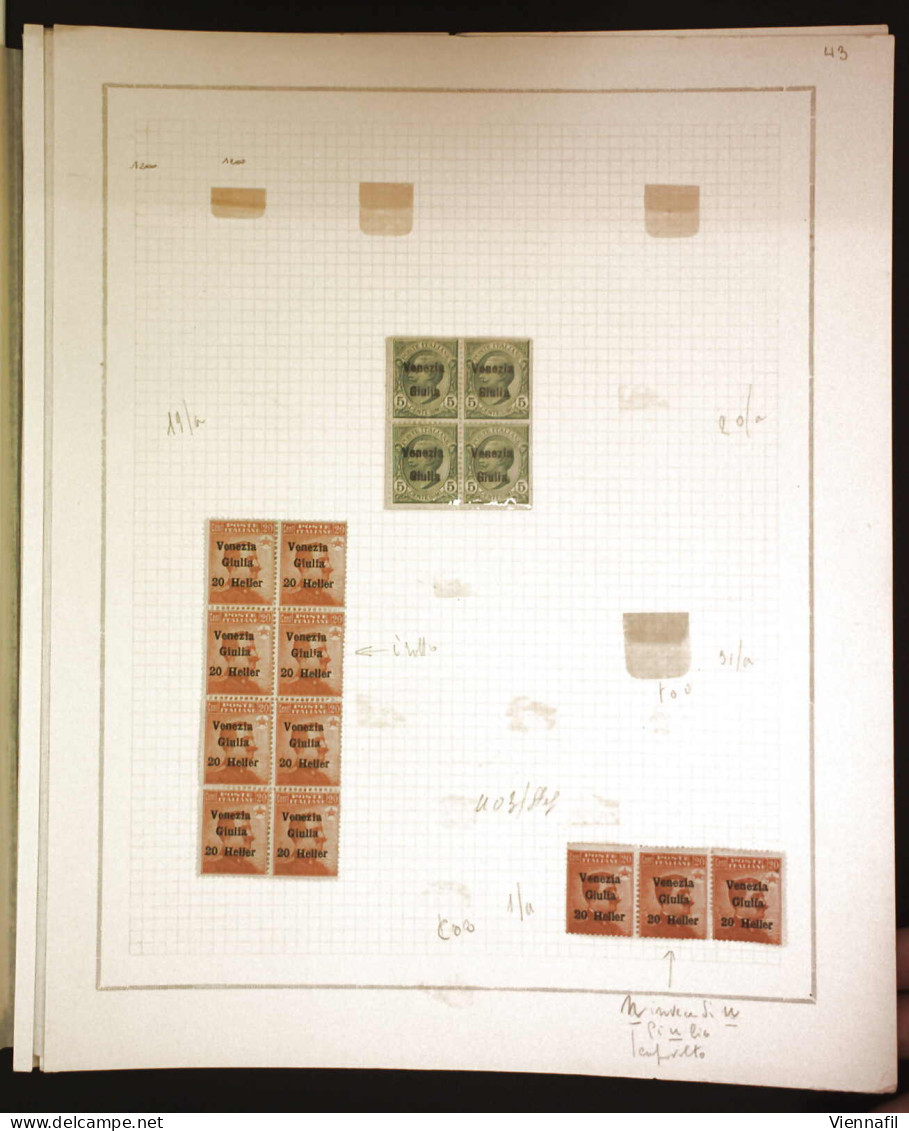 **/*/o 1918, lotto di valori nuovi e usati su 16 fogli, interessante insieme per studio, da esaminare, immagini vedi cat