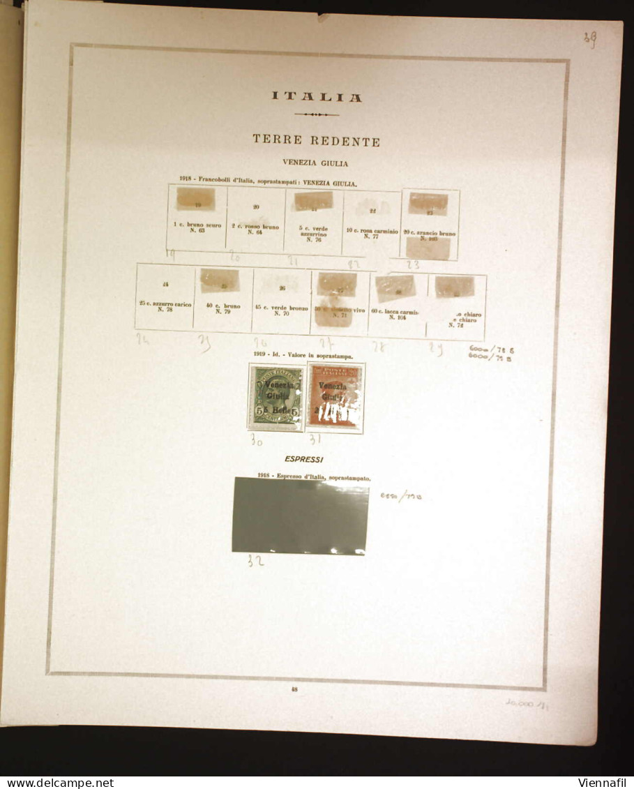 **/*/o 1918, lotto di valori nuovi e usati su 16 fogli, interessante insieme per studio, da esaminare, immagini vedi cat