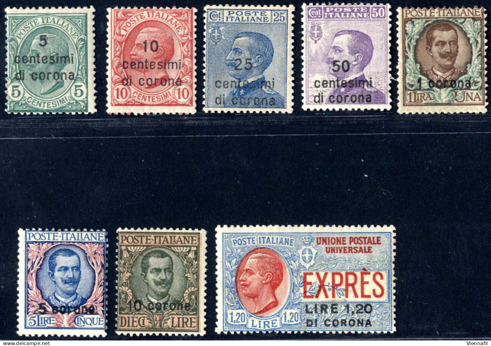 ** 1921-22, Francobolli D'Italia Soprastampati In Centesimi Di Corona O Corone, Serie Completa Nuova Con Gomma Originale - Dalmatia