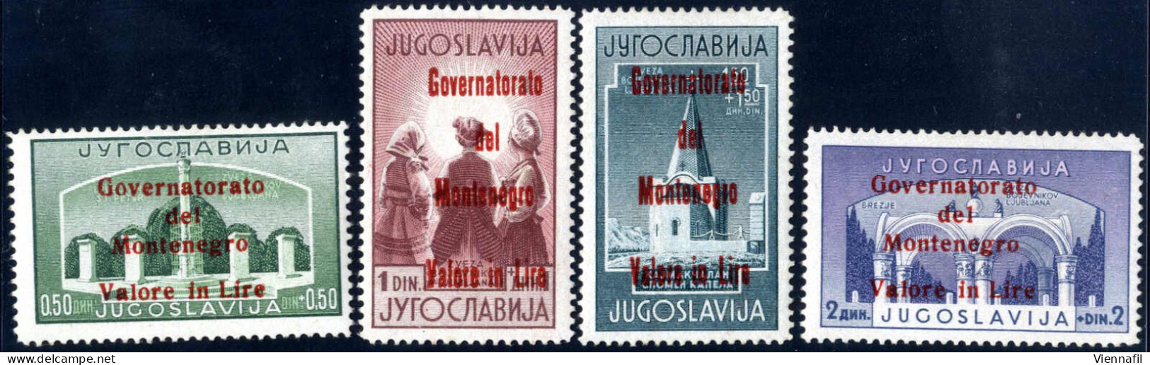 ** 1942, Francobolli Di Jugoslavia (serie Dei "legionari) Serie Completa Con Soprastampa Rossa "Governatorato Del Monten - Montenegro