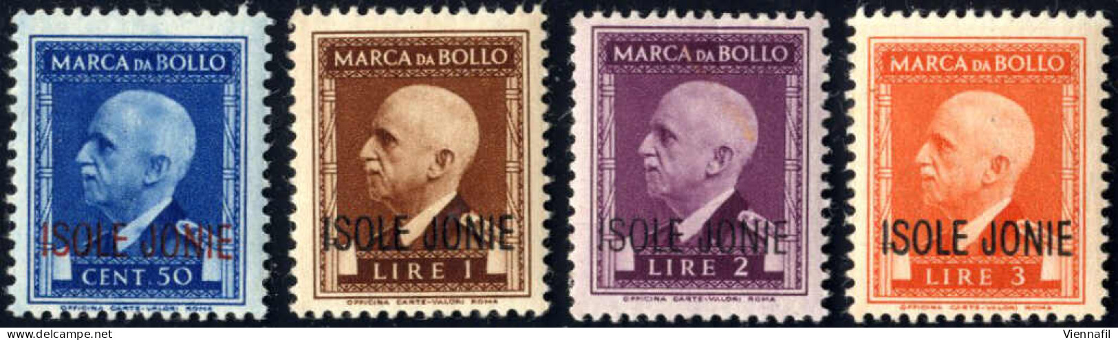 ** 1941, Marche Da Bollo Con Effigie Di VE III Con Soprastampa "ISOLE JONIE", Serie Di 8 Valori Da 50 C. A 50 L. Nuovi C - Ionische Inseln