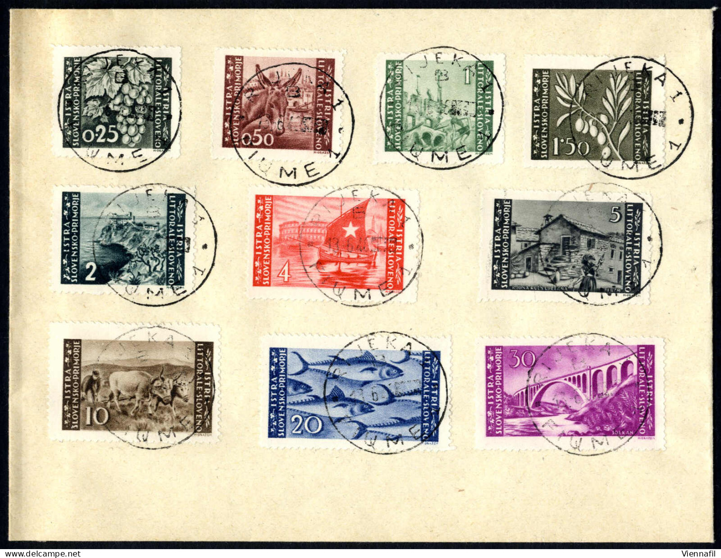 Cover 1945-46, Due Lettere Non Viaggiate, Affrancate Con Le Serie Complete Della Tiratura Di Lubiana (Sass. 41-50) E Del - Jugoslawische Bes.: Istrien