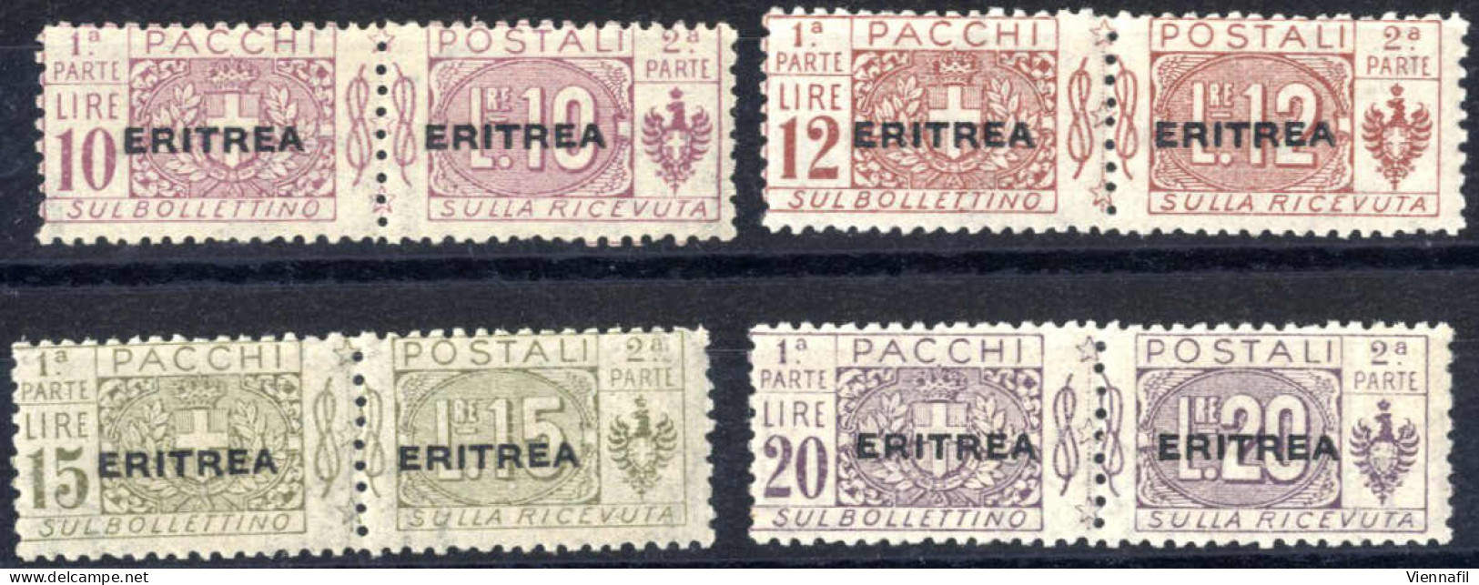 ** 1917, Pacchi 10, 12, 15 E 20 L. Con La Soprastampa Al Centro, Sass 18b/21b / 3075.- - Erythrée