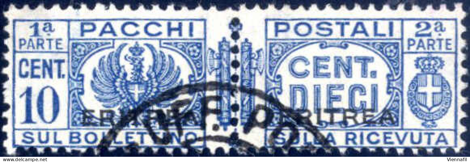 O 1927-37, Pacchi Postali 10 C. Azzurro (fascio Littorale) Con Soprastampa "ERITREA" Usato, Leggero Annullo Parziale, Fi - Erythrée
