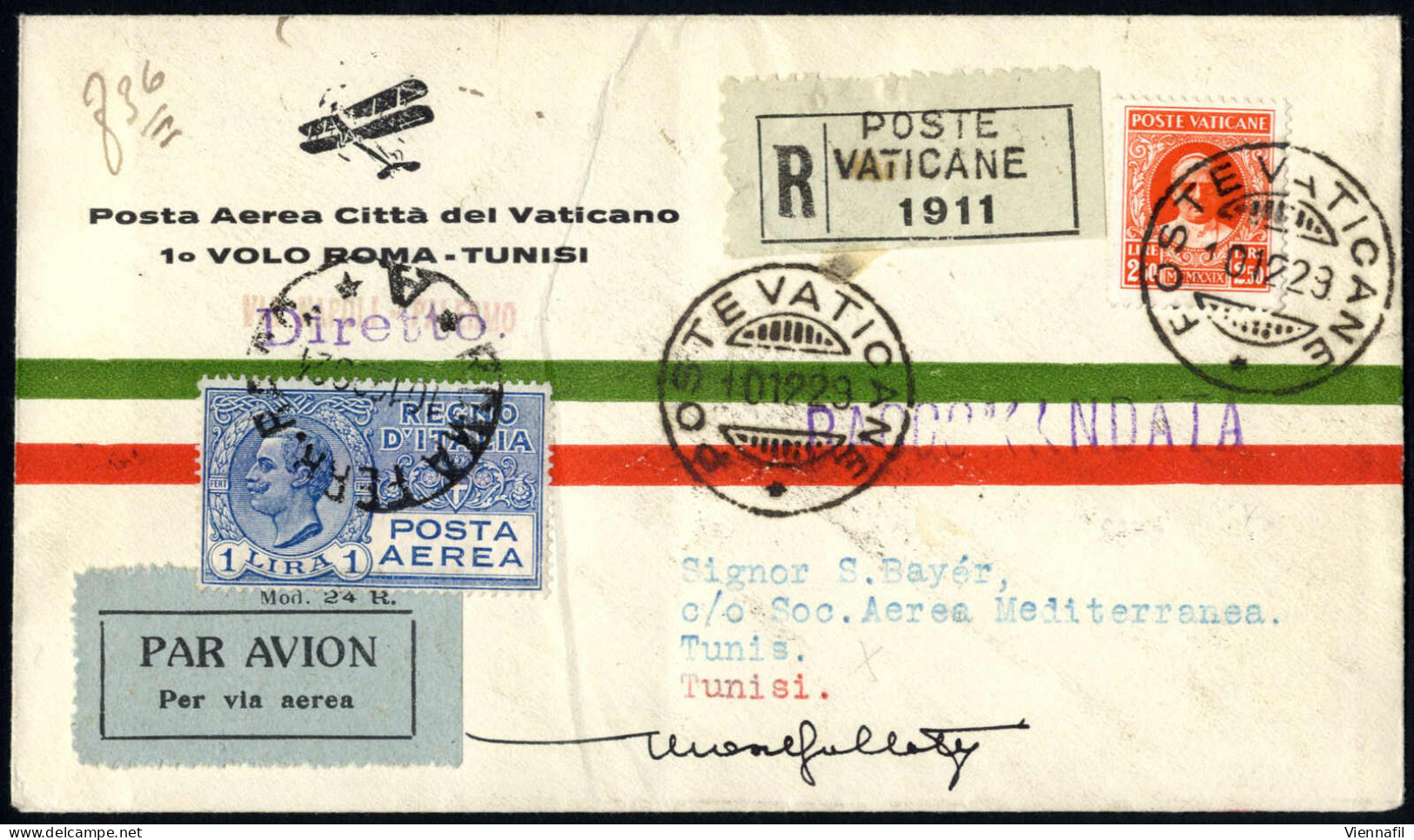 Cover 1929, Lotto Di Cinque Aerogrammi Ed Una Cartolina Di Posta Aerea, Affrancati Con Francobolli Della Serie "Concilia - Otros & Sin Clasificación