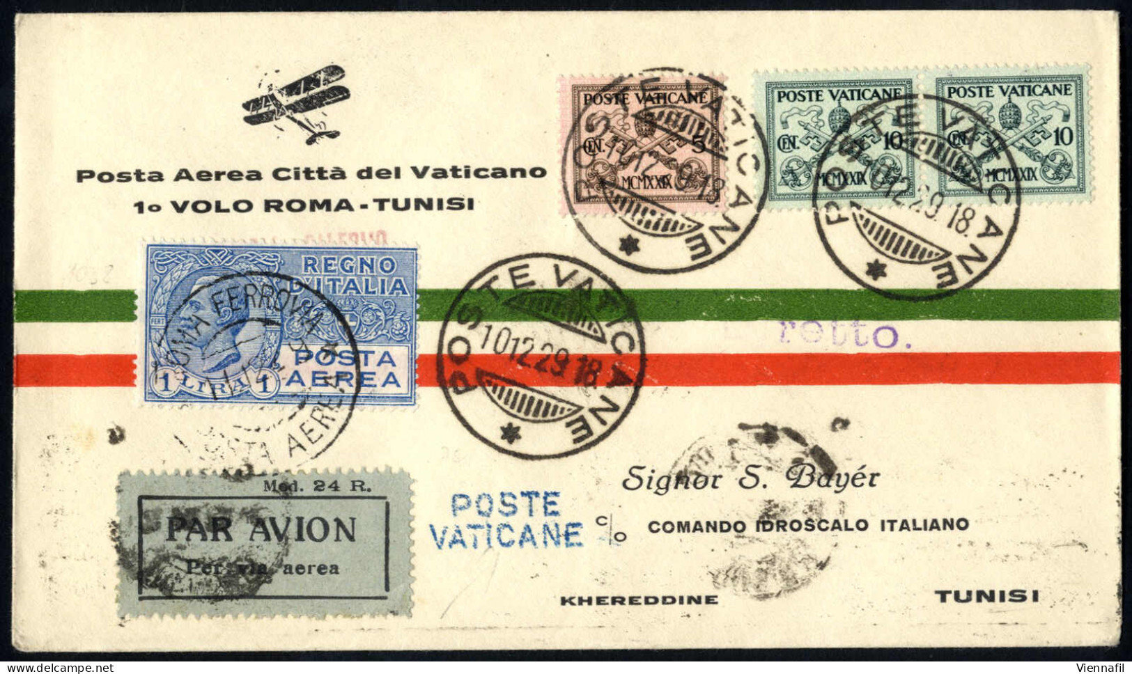 Cover 1929, Lotto Di Cinque Aerogrammi Ed Una Cartolina Di Posta Aerea, Affrancati Con Francobolli Della Serie "Concilia - Other & Unclassified