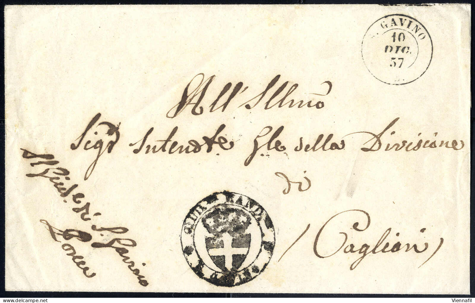 O/piece/cover Sardegna 1850/61 Ca., Lotto Di 10 Buste Con Annullamenti Dell' Isola Di Sardegna, Dieci Buste In Franchigi - Sardegna