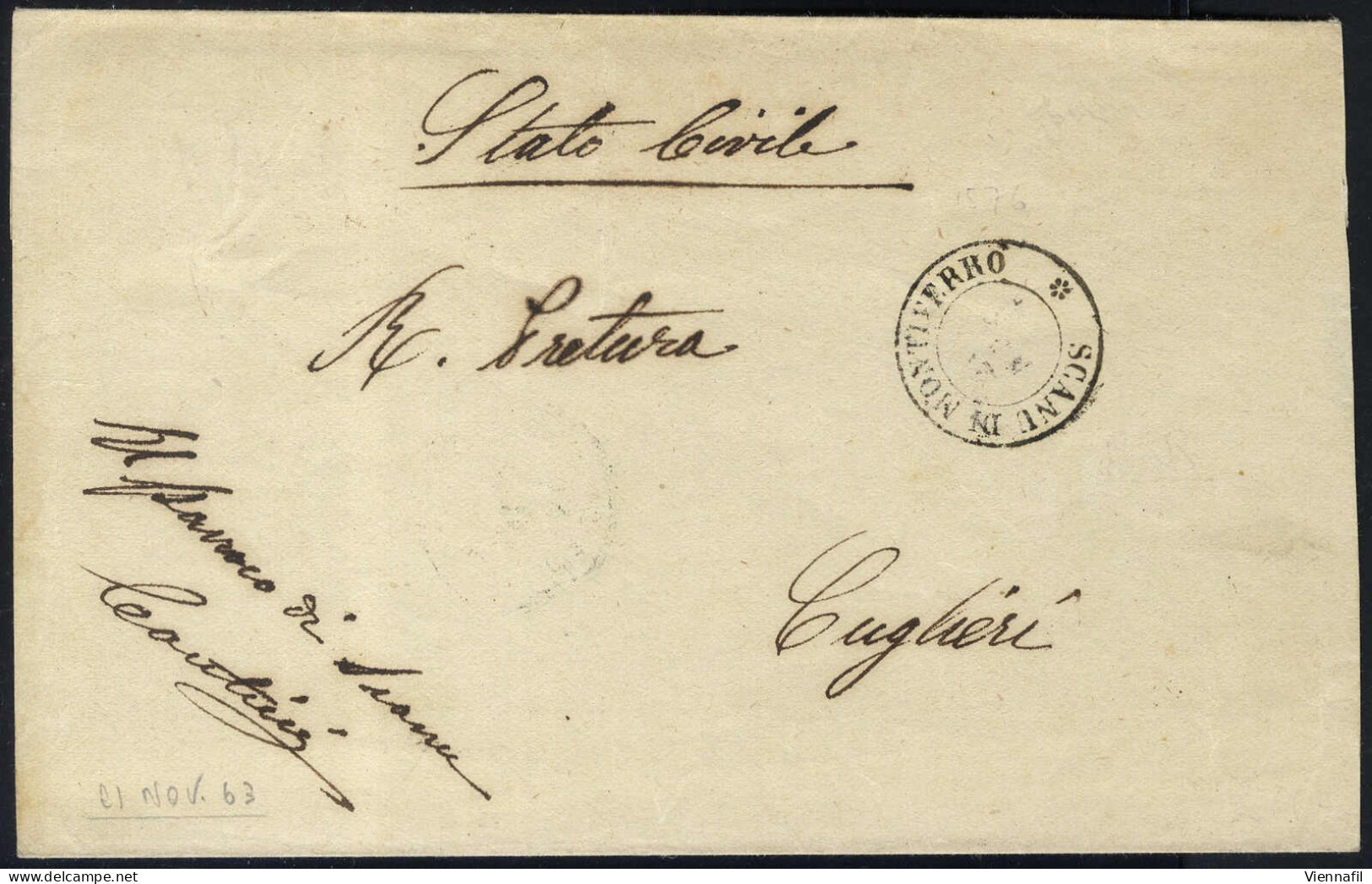 o/piece/cover Sardegna 1850/61 ca., lotto di 10 buste con annullamenti dell' Isola di Sardegna, dieci buste in franchigi