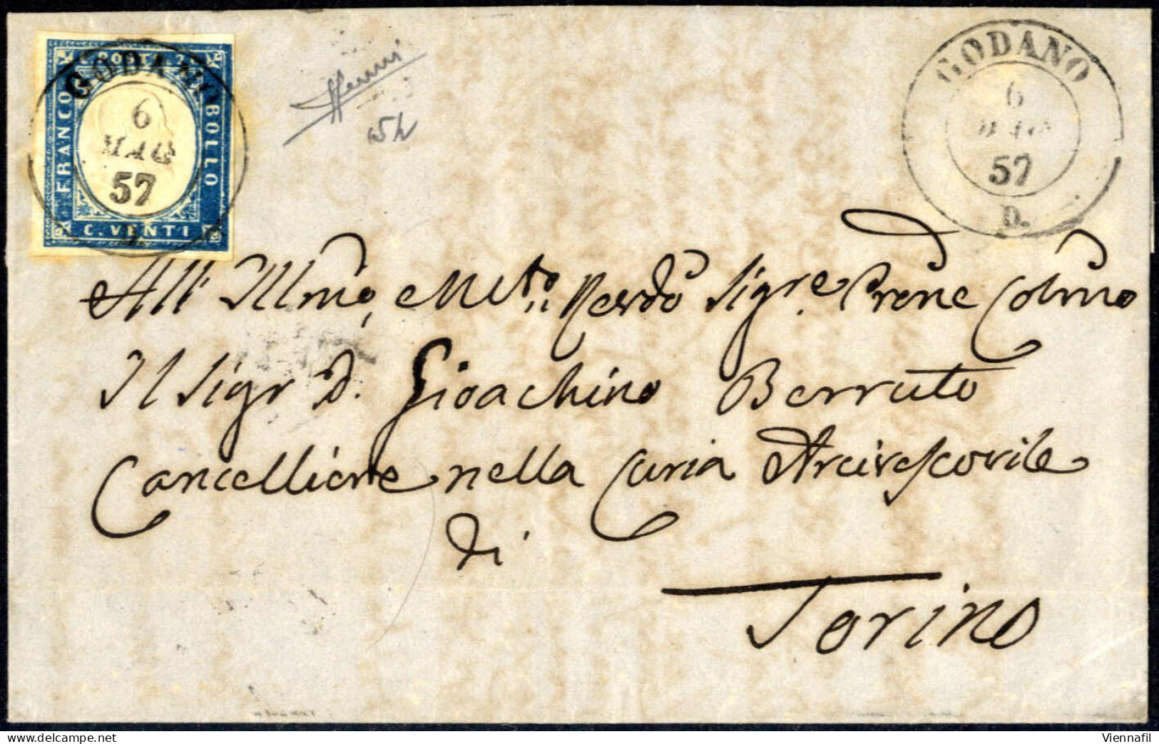 cover Sardegna 1850/61, lotto di sei buste con annullamenti della Liguria, una busta con Sass. 2 da Genova, due buste co