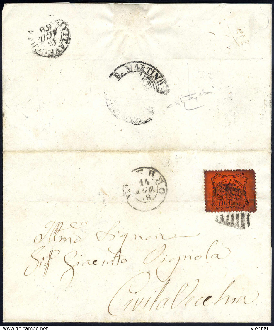 Cover Stato Pontificio 1868/69, Lotto Di Quattro Buste Con Annullamenti Pregiati, Notato Tre Lettere Di 10 Cent. (Sass.2 - Kerkelijke Staten