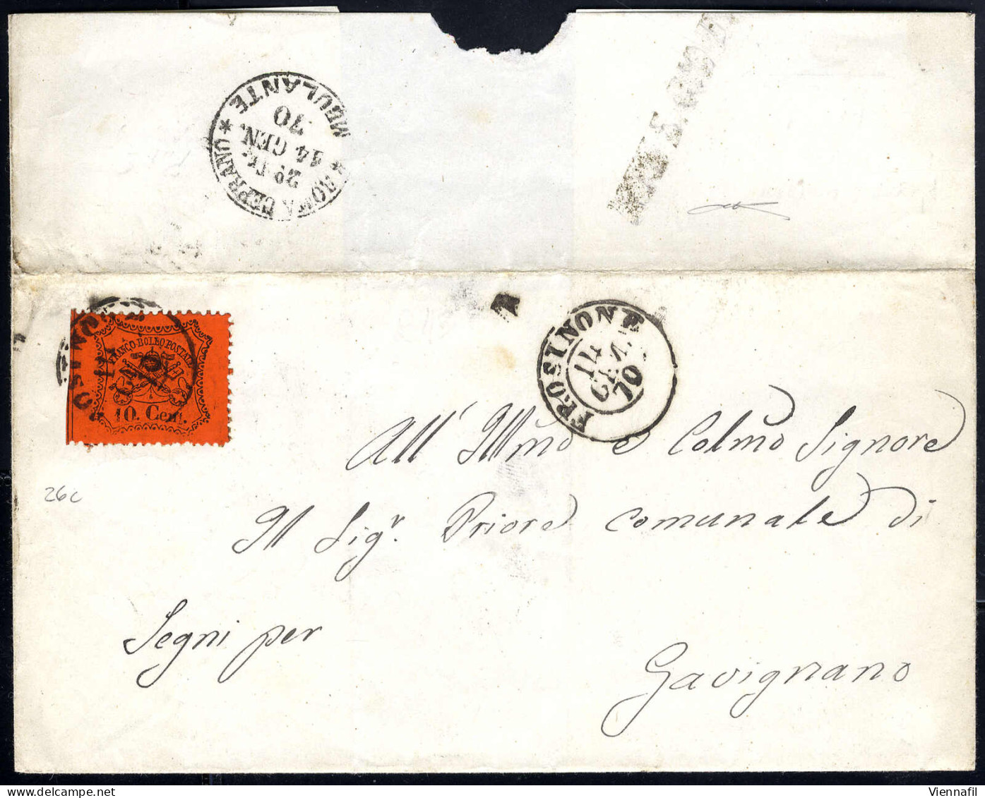 Cover Stato Pontificio 1868/69, Lotto Di Quattro Buste Con Annullamenti Pregiati, Notato Tre Lettere Di 10 Cent. (Sass.2 - Papal States