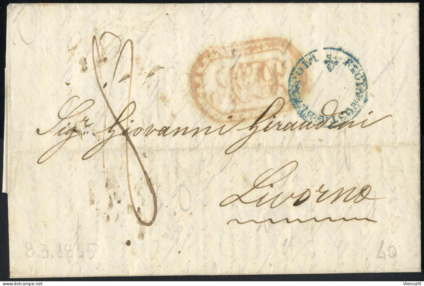 Cover VIA DI MARE, Lotto Di 10 Lettere Dal 1838 Al 1863, La Maggior Parte Indirizzate A Livorno, Con Vari Timbri Maritti - ...-1850 Préphilatélie