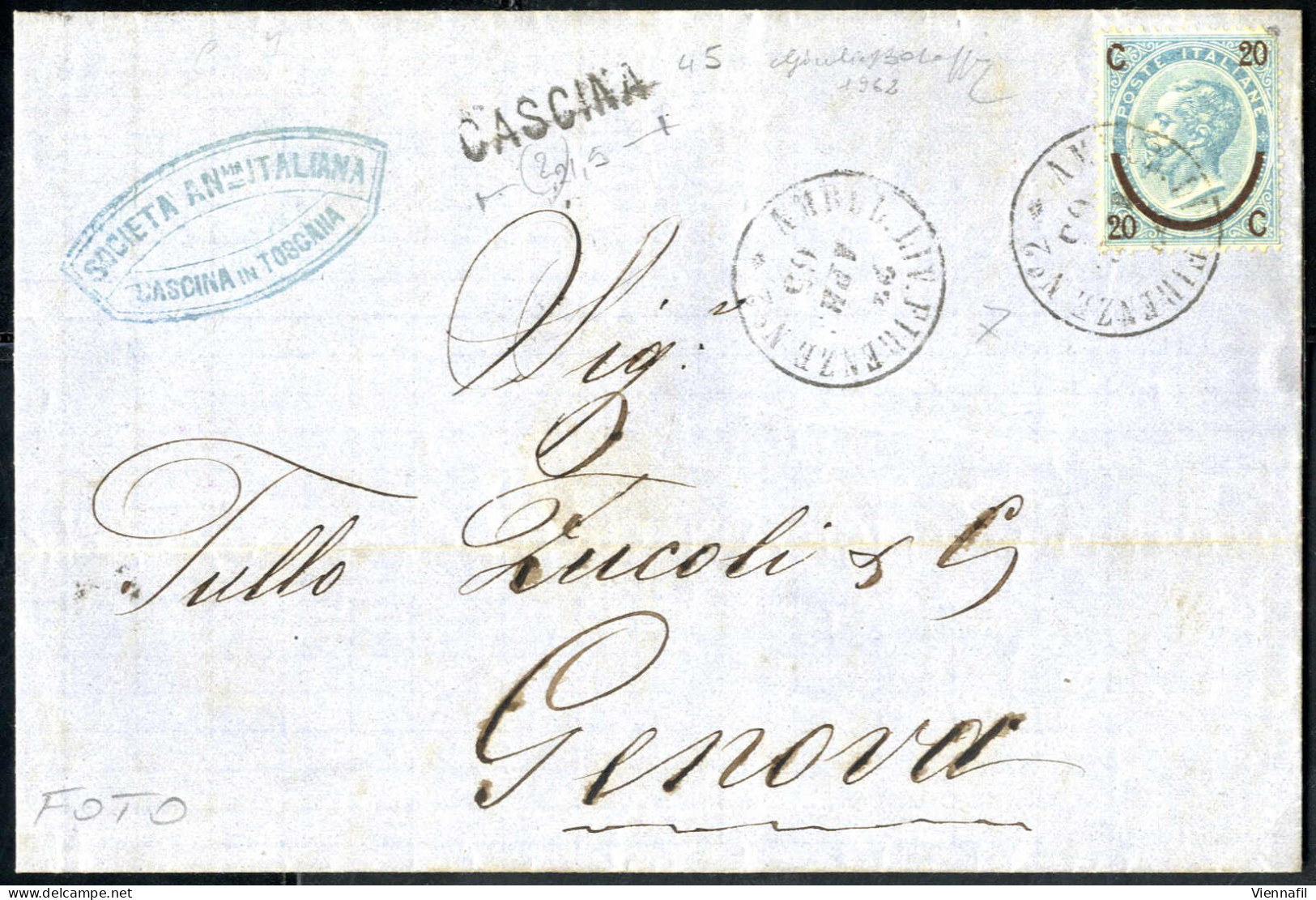 cover 1864/65, 14 lettere affrancate con 15 c. e 40 c. De La Rue e "ferro di cavallo" I, II e III tipo, tutte usate sull