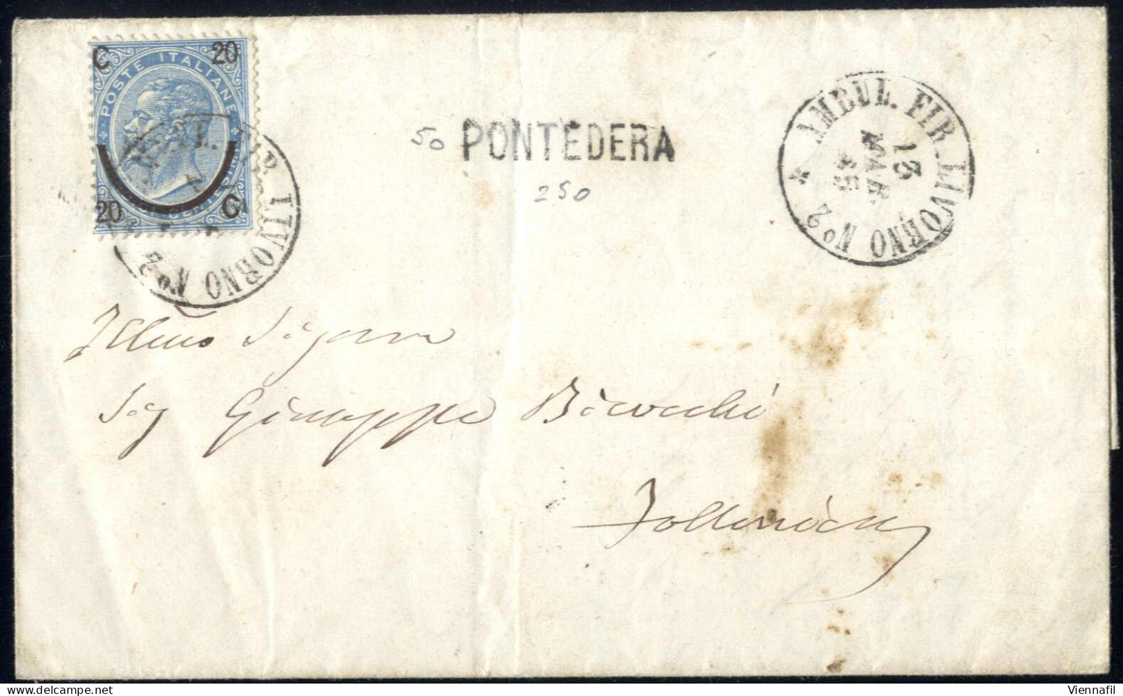 cover 1864/65, 14 lettere affrancate con 15 c. e 40 c. De La Rue e "ferro di cavallo" I, II e III tipo, tutte usate sull