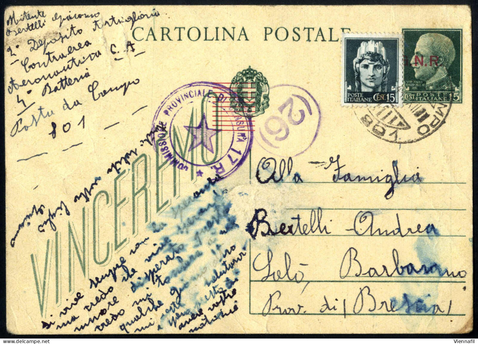 cover R.S.I. 1943/45, collezione molto avanzata di posta da campo con ca. 270 lettere / cartoline e cinque dei marinai i