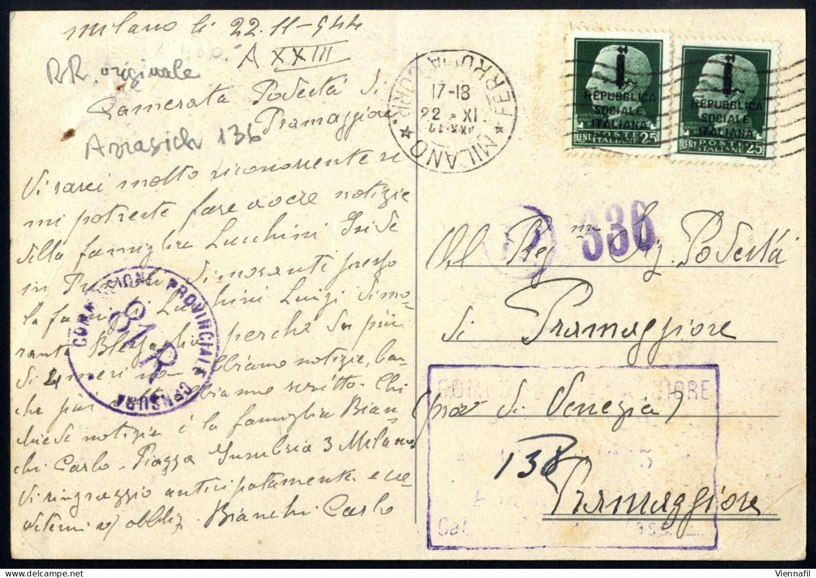 Cover R.S.I. 1943/45, Studio Storico Postale Della Divisione Decima XMAS Contenente 18 Documenti E Lettere Con Divesi An - Sammlungen