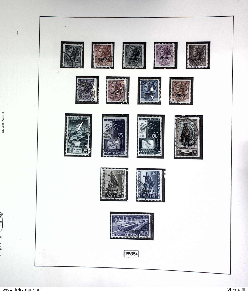 o TRIESTE A, collezione usata quasi completa della posta ordinaria, aerea e espressi, montata su fogli d'album Lindner, 
