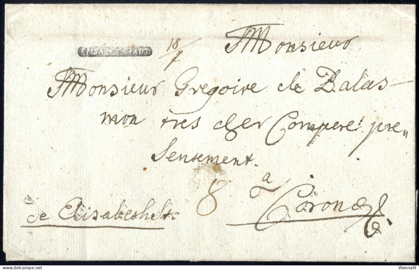 Cover ELISABETSTADT: Klar Abgeschlagener Negativstempel Auf Einer Portobriefhülle Vom 18.7.1835 Von Elisabetstadt Nach C - Other & Unclassified