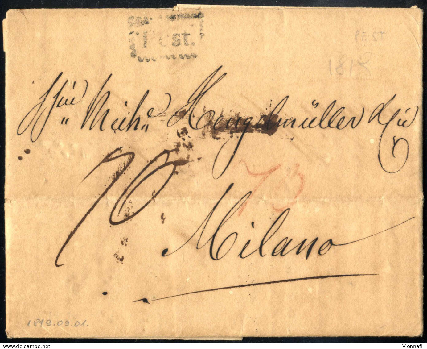 Cover "Pest" 1819, Brief Aus Pest Am 1.9. Nach Milano (Lombardei-Venetien) - ...-1850 Prephilately