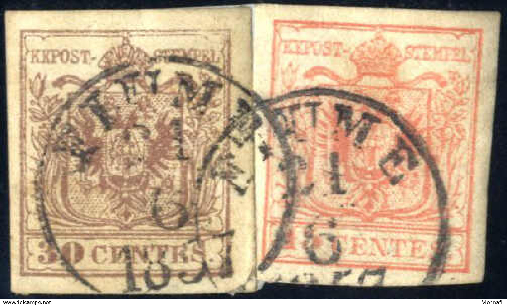 Piece 1858, Briefstück Aus Fiume Am 21.6. Frankiert Mit 15 C. Rosa Und 30 C. Braun, ANK LV 3,4 / 1650,- Ferchenbauer - Autres & Non Classés