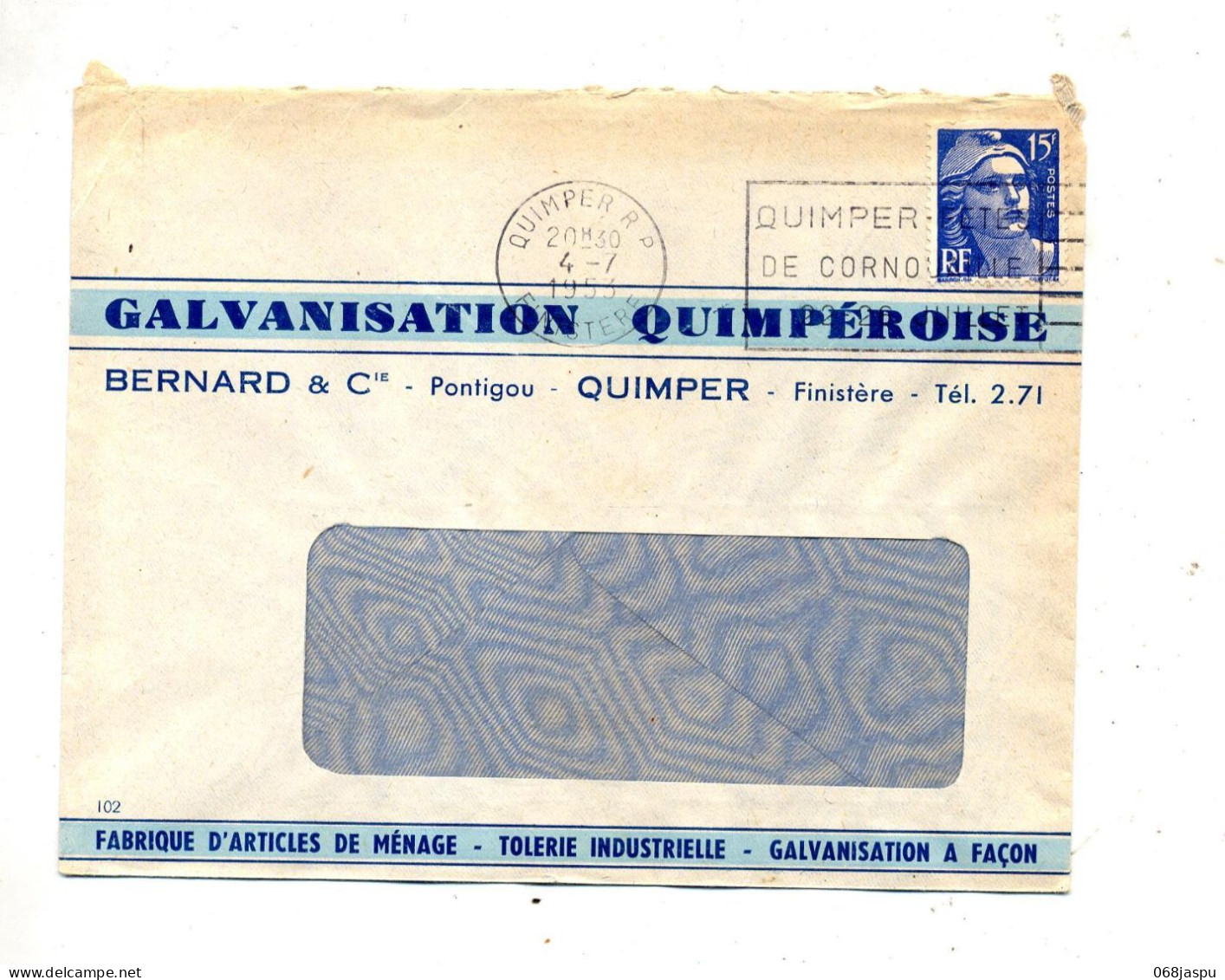 Lettre Flamme Quimpere Fete Entete Galvanisation - Mechanische Stempels (reclame)