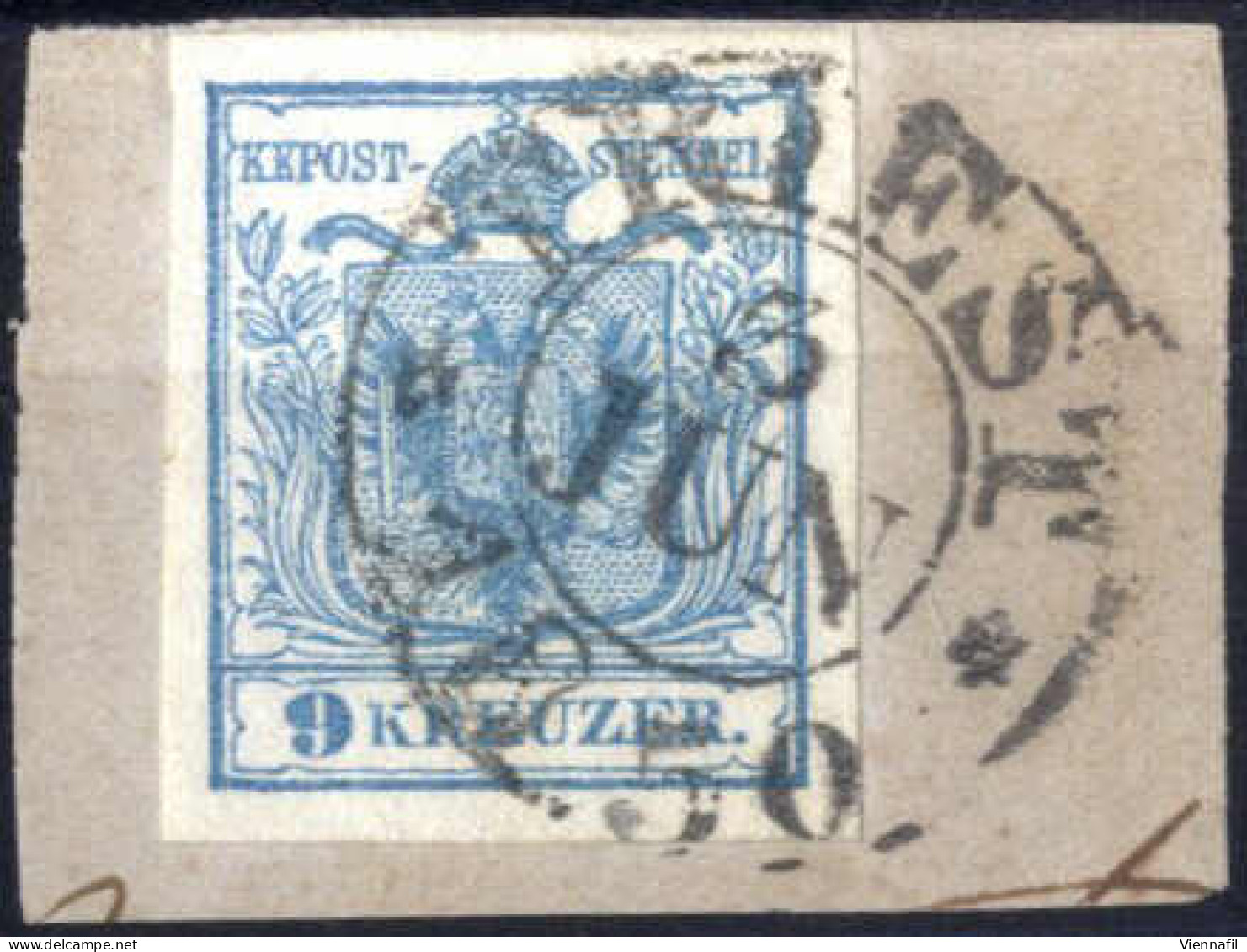 Piece 1850, TRIEST 3.JUN.1850, Doppelkreisstempel Auf Mit 9 Kr. Frankiertem Bfst., Attest Goller, Kat. Nr. 5 Ty. Ia - Autres & Non Classés