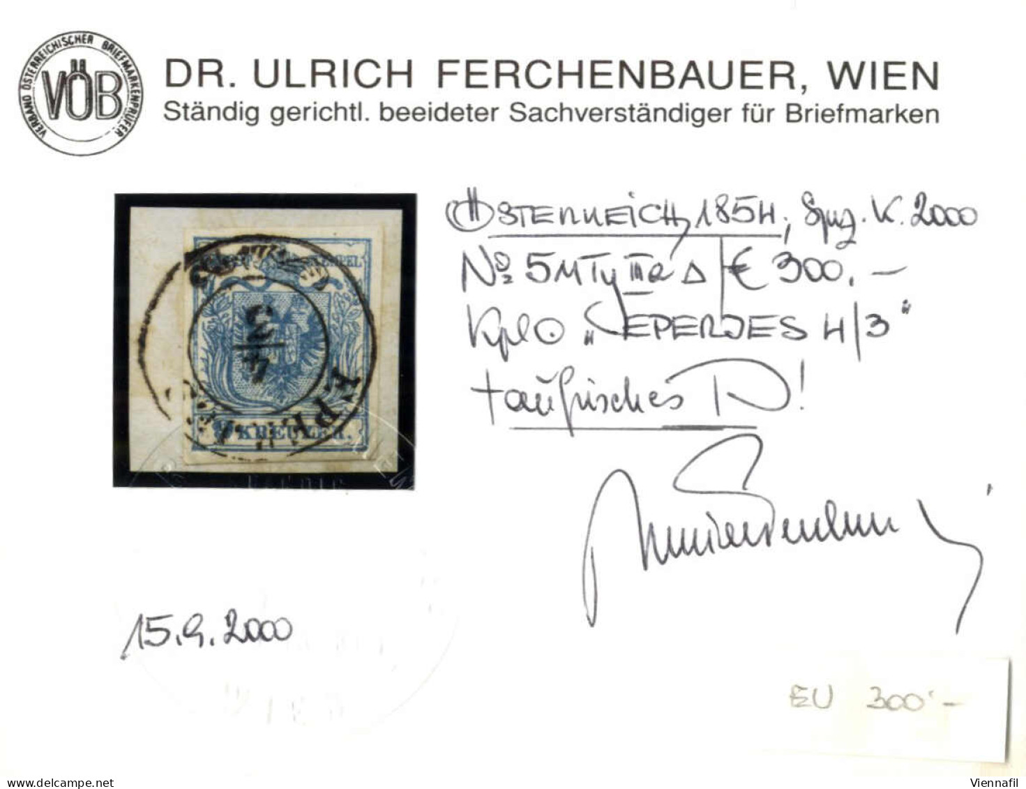 Piece 1854, 9 Kr. Blau MP Type IIIa Auf Briefstück, Gut Gerandet Und Klar Mit Einem Vollständigen Abschlag Des Zierzweik - Sonstige & Ohne Zuordnung