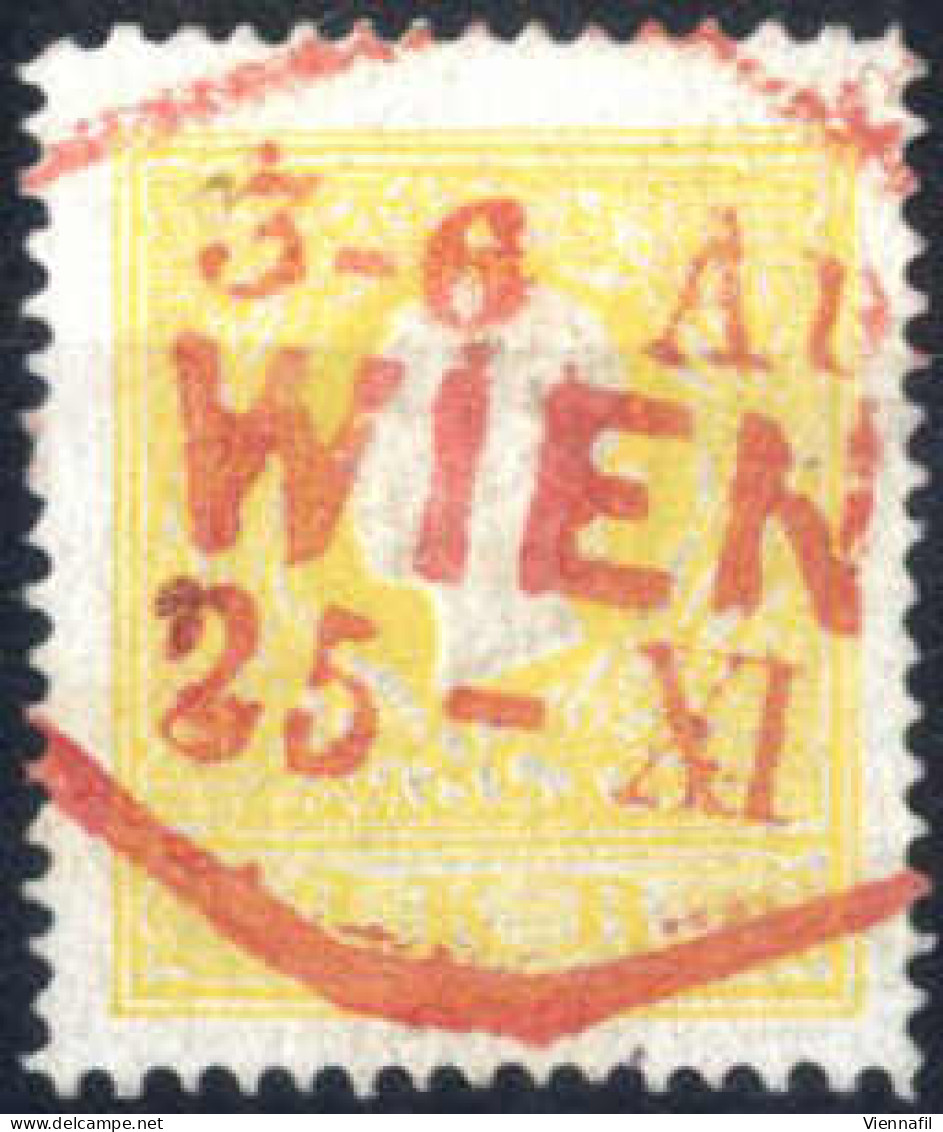 O 1858, 2 Kr. Dunkelgelb In Type I, Mit Klarem Teilabdruck Des Roten Stadtpost-Oktogon-Stempels "WIEN 25 -XI, 3-6 Ab.",  - Autres & Non Classés