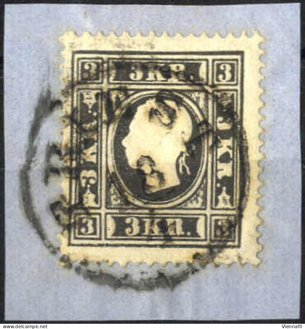 Piece 1858, 3 Kr. Schwarz Type I Az "Bulldoggenkopf" Auf Briefstück Gestempelt TRIEST Müller 2979n, ANK 11 I Az / 385,-  - Autres & Non Classés