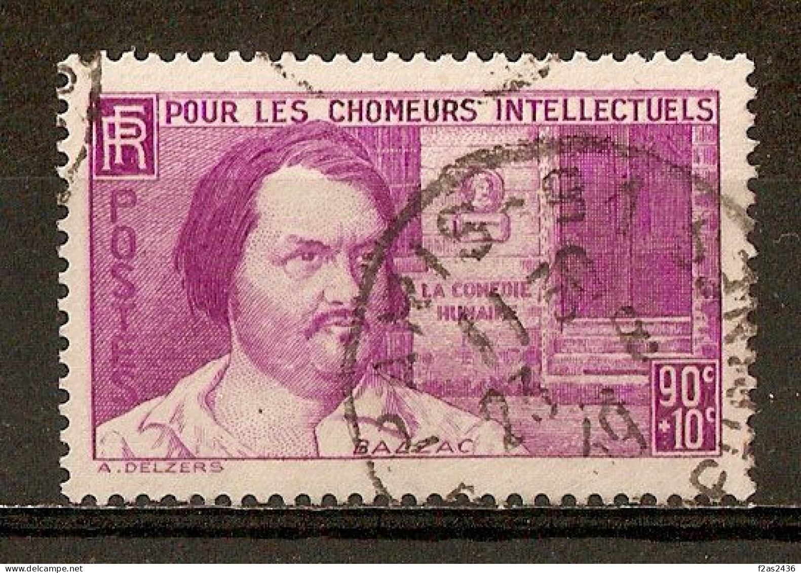 1939 - Au Profit Des Chômeurs Intellectuels - Honoré De Balsac (1799-1850) 90c.+10c.lilas-rose N°438 - Oblitérés